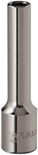 Paramount - 3/16", 1/4" Drive, Deep Hand Socket - 6 Points, 1-15/16" OAL, Steel, Chrome Finish - Eagle Tool & Supply