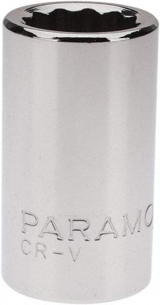 Paramount - 7/16", 3/8" Drive, Standard Hand Socket - 12 Points, 1-3/16" OAL, Steel, Chrome Finish - Eagle Tool & Supply