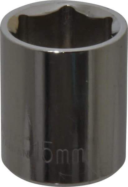 Paramount - 1/4" Drive, Standard Hand Socket - 6 Points, 15/16" OAL, Steel, Chrome Finish - Eagle Tool & Supply