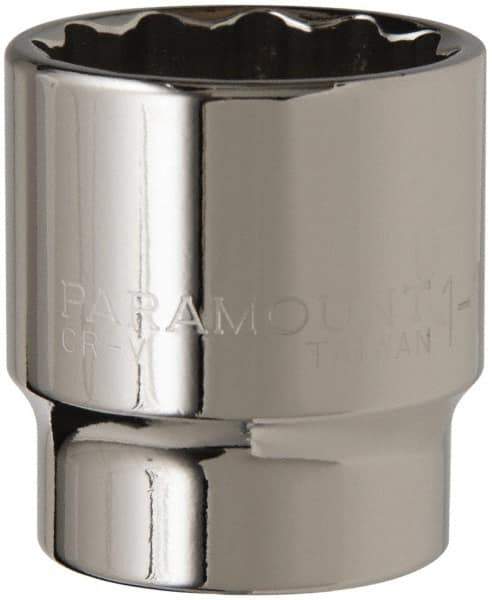 Paramount - 1-1/4", 1/2" Drive, Standard Hand Socket - 12 Points, 1-1/2" OAL, Steel, Chrome Finish - Eagle Tool & Supply