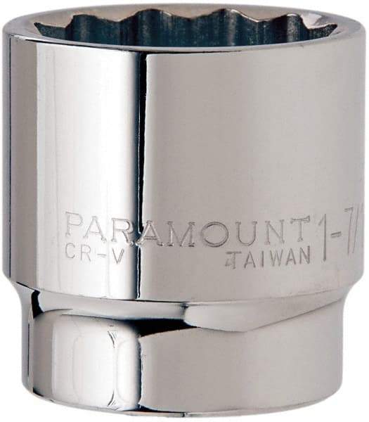 Paramount - 1-7/16", 1/2" Drive, Standard Hand Socket - 12 Points, 1-1/2" OAL, Steel, Chrome Finish - Eagle Tool & Supply