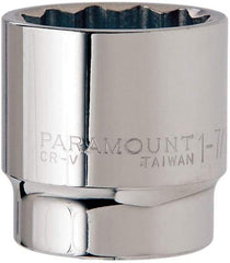 Paramount - 1-7/16", 1/2" Drive, Standard Hand Socket - 12 Points, 1-1/2" OAL, Steel, Chrome Finish - Eagle Tool & Supply