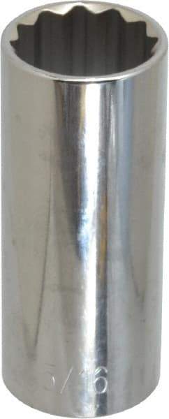 Paramount - 15/16", 1/2" Drive, Deep Hand Socket - 12 Points, 3-3/32" OAL, Steel, Chrome Finish - Eagle Tool & Supply