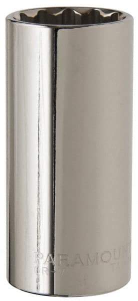 Paramount - 1-1/16", 1/2" Drive, Deep Hand Socket - 12 Points, 3-3/32" OAL, Steel, Chrome Finish - Eagle Tool & Supply