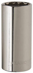 Paramount - 1-1/16", 1/2" Drive, Deep Hand Socket - 12 Points, 3-3/32" OAL, Steel, Chrome Finish - Eagle Tool & Supply