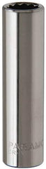 Paramount - 11/32", 1/4" Drive, Deep Hand Socket - 12 Points, 1-15/16" OAL, Steel, Chrome Finish - Eagle Tool & Supply