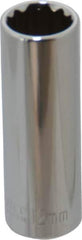 Paramount - 1/4" Drive, Deep Hand Socket - 12 Points, 1-15/16" OAL, Steel, Chrome Finish - Eagle Tool & Supply