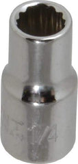 Paramount - 1/4", 1/4" Drive, Standard Hand Socket - 12 Points, 15/16" OAL, Steel, Chrome Finish - Eagle Tool & Supply