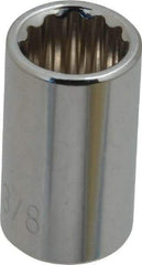 Paramount - 3/8", 1/4" Drive, Standard Hand Socket - 12 Points, 15/16" OAL, Steel, Chrome Finish - Eagle Tool & Supply