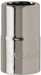 Paramount - 1/2" Drive, Standard Hand Socket - 12 Points, 1-1/2" OAL, Steel, Chrome Finish - Eagle Tool & Supply