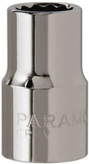 Paramount - 1/2" Drive, Standard Hand Socket - 12 Points, 1-1/2" OAL, Steel, Chrome Finish - Eagle Tool & Supply