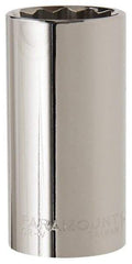 Paramount - 1-1/8", 1/2" Drive, Deep Hand Socket - 12 Points, 3-3/32" OAL, Steel, Chrome Finish - Eagle Tool & Supply