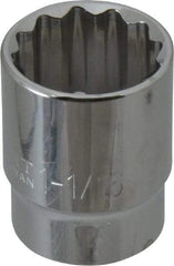 Paramount - 1-1/16", 1/2" Drive, Standard Hand Socket - 12 Points, 1-1/2" OAL, Steel, Chrome Finish - Eagle Tool & Supply