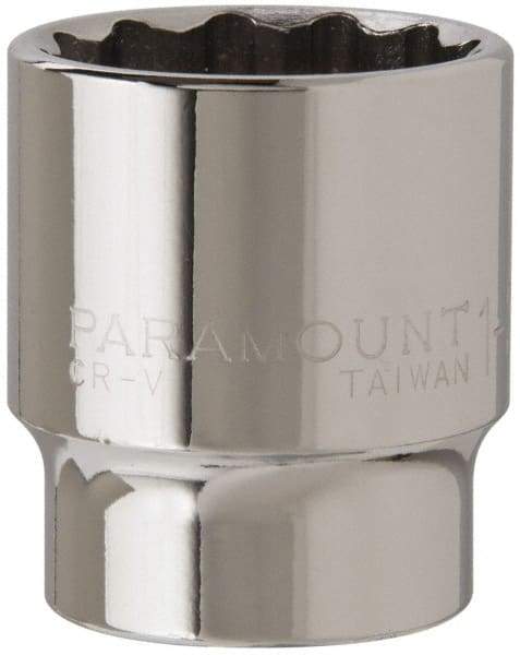 Paramount - 1-3/16", 1/2" Drive, Standard Hand Socket - 12 Points, 1-1/2" OAL, Steel, Chrome Finish - Eagle Tool & Supply