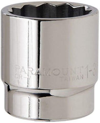 Paramount - 1-3/8", 1/2" Drive, Standard Hand Socket - 12 Points, 1-1/2" OAL, Steel, Chrome Finish - Eagle Tool & Supply