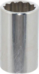 Paramount - 1/2", 3/8" Drive, Standard Hand Socket - 12 Points, 1-3/16" OAL, Steel, Chrome Finish - Eagle Tool & Supply