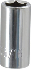 Paramount - 5/16", 1/4" Drive, Standard Hand Socket - 6 Points, 15/16" OAL, Steel, Chrome Finish - Eagle Tool & Supply