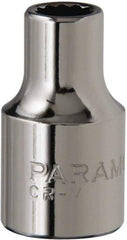 Paramount - 3/8" Drive, Standard Hand Socket - 12 Points, 1-3/16" OAL, Steel, Chrome Finish - Eagle Tool & Supply