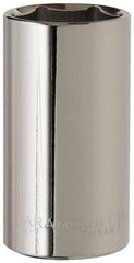 Paramount - 1", 3/8" Drive, Deep Hand Socket - 6 Points, 2-1/2" OAL, Steel, Chrome Finish - Eagle Tool & Supply