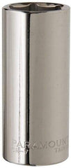 Paramount - 1/2" Drive, Deep Hand Socket - 6 Points, 3-3/32" OAL, Steel, Chrome Finish - Eagle Tool & Supply