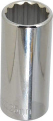 Paramount - 1/2" Drive, Deep Hand Socket - 12 Points, 3-3/32" OAL, Steel, Chrome Finish - Eagle Tool & Supply