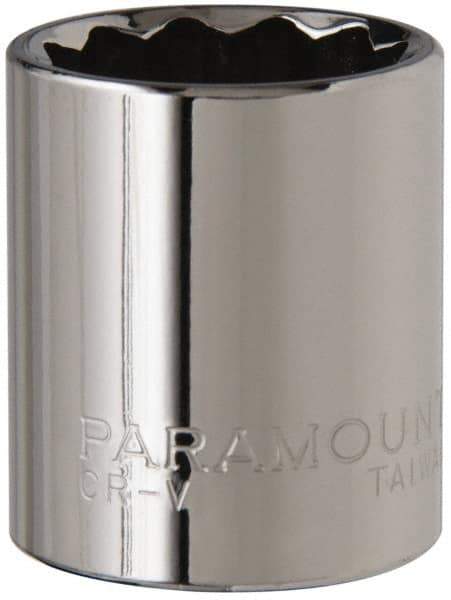 Paramount - 3/8" Drive, Standard Hand Socket - 12 Points, 1-3/16" OAL, Steel, Chrome Finish - Eagle Tool & Supply