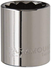 Paramount - 3/8" Drive, Standard Hand Socket - 12 Points, 1-3/16" OAL, Steel, Chrome Finish - Eagle Tool & Supply