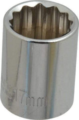 Paramount - 3/8" Drive, Standard Hand Socket - 12 Points, 1-3/16" OAL, Steel, Chrome Finish - Eagle Tool & Supply