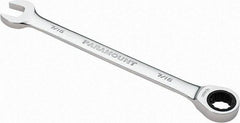 Paramount - 7/16" 12 Point Ratcheting Combination Wrench - 6-1/2" OAL, Chrome Vanadium Steel, Polished Finish - Eagle Tool & Supply