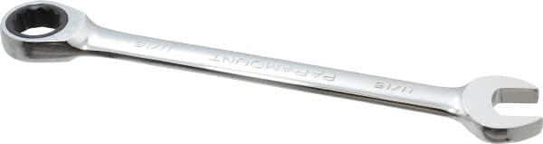 Paramount - 11/16" 12 Point Ratcheting Combination Wrench - 9-3/4" OAL, Chrome Vanadium Steel, Polished Finish - Eagle Tool & Supply