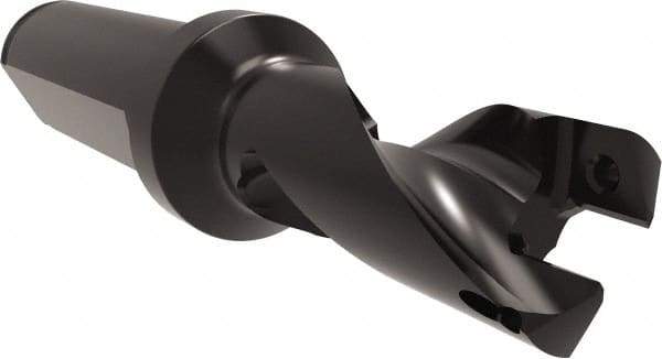 Allied Machine and Engineering - Series 16, 16 to 17mm Diam, 3/4" Diam Straight Shank with Flange, Helical Flute Spade Drill - 13/16" Max Depth, 2" Body Length, 4-1/32" OAL, Short Length, Through Coolant - Eagle Tool & Supply
