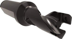 Allied Machine and Engineering - Series 16, 16 to 17mm Diam, 3/4" Diam Straight Shank with Flange, Helical Flute Spade Drill - 13/16" Max Depth, 2" Body Length, 4-1/32" OAL, Short Length, Through Coolant - Eagle Tool & Supply