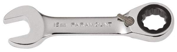 Paramount - 15mm 12 Point Combination Wrench - 15° Head Angle, 4-33/64" OAL, Chrome Vanadium Steel, Polished Finish - Eagle Tool & Supply