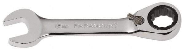 Paramount - 12mm 12 Point Combination Wrench - 15° Head Angle, 4-11/64" OAL, Chrome Vanadium Steel, Polished Finish - Eagle Tool & Supply