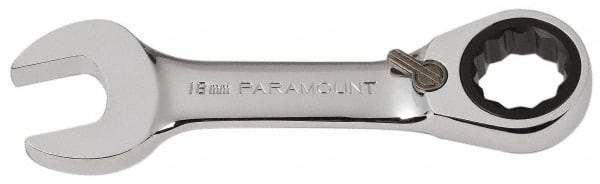 Paramount - 18mm 12 Point Combination Wrench - 15° Head Angle, 5-5/32" OAL, Chrome Vanadium Steel, Polished Finish - Eagle Tool & Supply