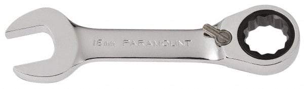 Paramount - 16mm 12 Point Combination Wrench - 15° Head Angle, 4-53/64" OAL, Chrome Vanadium Steel, Polished Finish - Eagle Tool & Supply