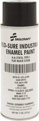 Ability One - Black, Flat, Enamel Spray Paint - 8 to 10 Sq Ft per Can, 11 oz Container - Eagle Tool & Supply