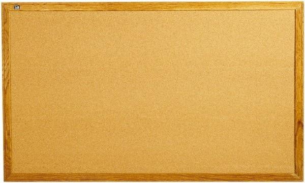 Quartet - 60" Wide x 36" High Open Cork Bulletin Board - Natural Cork over Fiberboard, Oak Frame - Eagle Tool & Supply