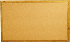 Quartet - 60" Wide x 36" High Open Cork Bulletin Board - Natural Cork over Fiberboard, Oak Frame - Eagle Tool & Supply