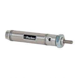 Parker - 1" Stroke x 9/16" Bore Double Acting Air Cylinder - 10-32 Port, 10-32 Rod Thread, 250 Max psi, 14 to 140°F - Eagle Tool & Supply