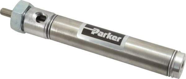 Parker - 2-1/2" Stroke x 3/4" Bore Double Acting Air Cylinder - 1/8 Port, 1/4-28 Rod Thread, 250 Max psi, 14 to 140°F - Eagle Tool & Supply