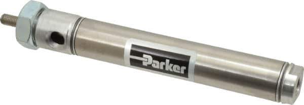 Parker - 3" Stroke x 3/4" Bore Double Acting Air Cylinder - 1/8 Port, 1/4-28 Rod Thread, 250 Max psi, 14 to 140°F - Eagle Tool & Supply