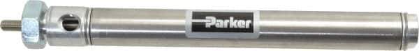 Parker - 5" Stroke x 3/4" Bore Double Acting Air Cylinder - 1/8 Port, 1/4-28 Rod Thread, 250 Max psi, 14 to 140°F - Eagle Tool & Supply