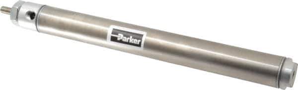 Parker - 8" Stroke x 1-1/16" Bore Double Acting Air Cylinder - 1/8 Port, 5/16-24 Rod Thread, 250 Max psi, 14 to 140°F - Eagle Tool & Supply