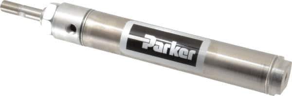 Parker - 5" Stroke x 1-1/4" Bore Double Acting Air Cylinder - 1/8 Port, 7/16-20 Rod Thread, 250 Max psi, 14 to 140°F - Eagle Tool & Supply