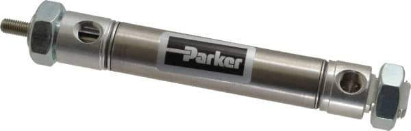 Parker - 2" Stroke x 3/4" Bore Double Acting Air Cylinder - 1/8 Port, 1/4-28 Rod Thread, 250 Max psi, 14 to 140°F - Eagle Tool & Supply