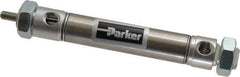Parker - 2" Stroke x 3/4" Bore Double Acting Air Cylinder - 1/8 Port, 1/4-28 Rod Thread, 250 Max psi, 14 to 140°F - Eagle Tool & Supply
