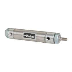 Parker - 2" Stroke x 1-1/16" Bore Double Acting Air Cylinder - 1/8 Port, 5/16-24 Rod Thread, 250 Max psi, 14 to 140°F - Eagle Tool & Supply