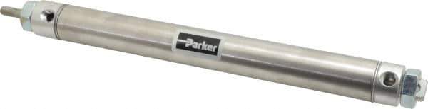 Parker - 8" Stroke x 1-1/16" Bore Double Acting Air Cylinder - 1/8 Port, 5/16-24 Rod Thread, 250 Max psi, 14 to 140°F - Eagle Tool & Supply