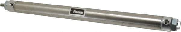 Parker - 12" Stroke x 1-1/16" Bore Double Acting Air Cylinder - 1/8 Port, 5/16-24 Rod Thread, 250 Max psi, 14 to 140°F - Eagle Tool & Supply